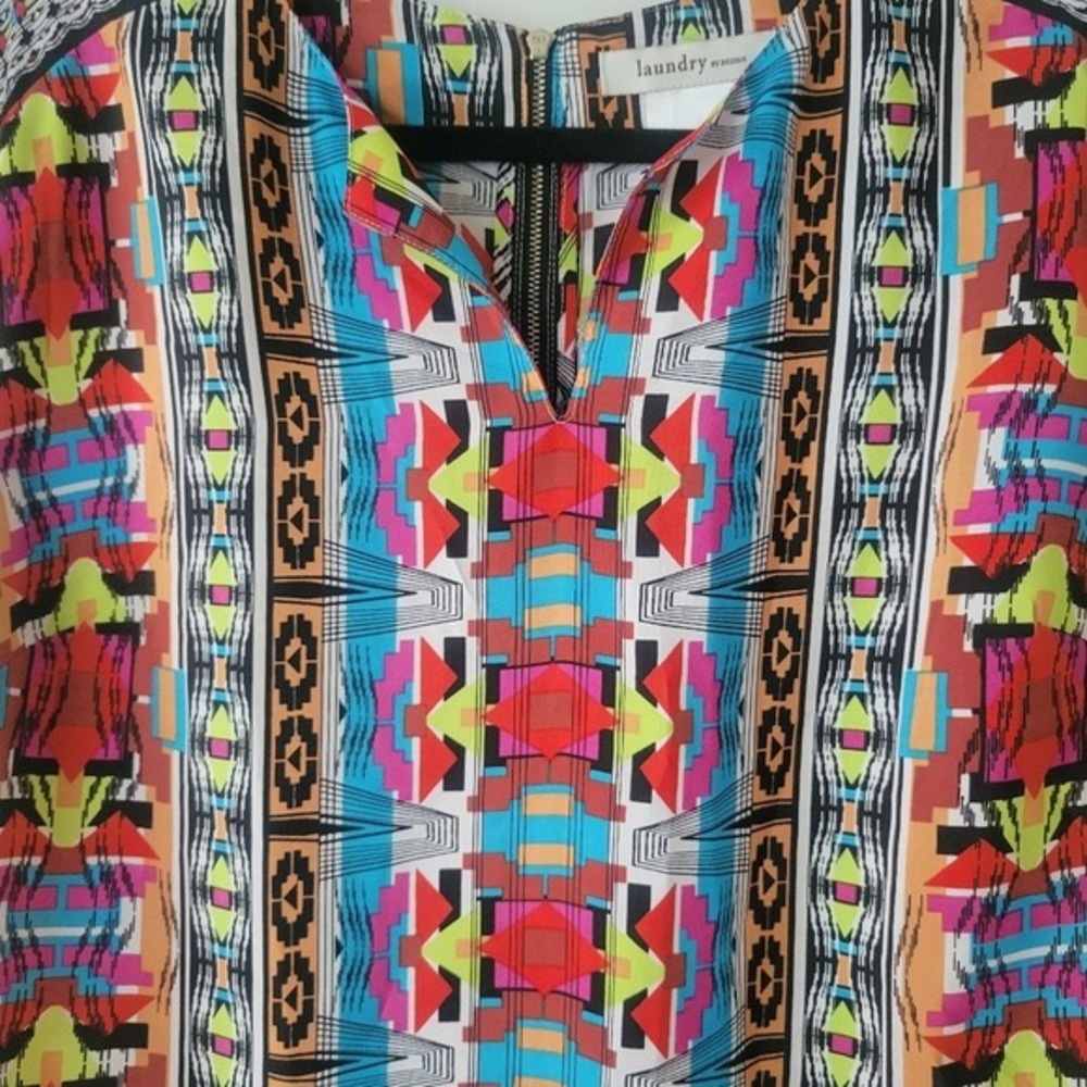 Laundry by Design Multi-Color Geometric Tunic Dress Size 6 | Boho Tribal Shift - Picture 8 of 8